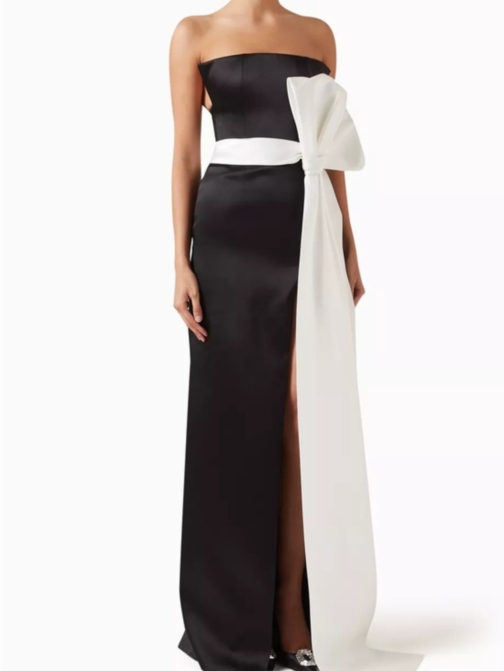 ÖZGÜR MASUR Asymmetrical Bow Maxi Dress in Satin OZGUR MASUR Size FR 36 / US 4